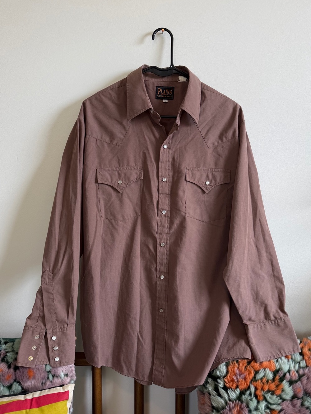VINTAGE PLAINS WESTERN WEAR PEARL SNAP BUTTON DOWN SHIRT
